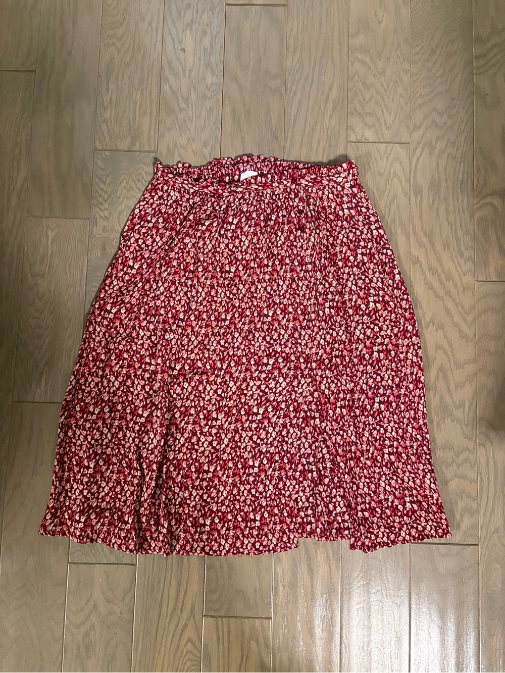 Red Floral Midi Skirt